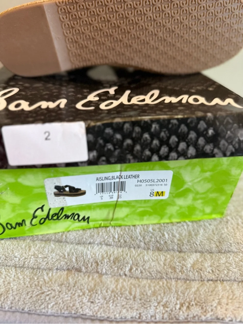 Sam Edelman Aisling Black Leather Espadrille Platform Sandal NEW